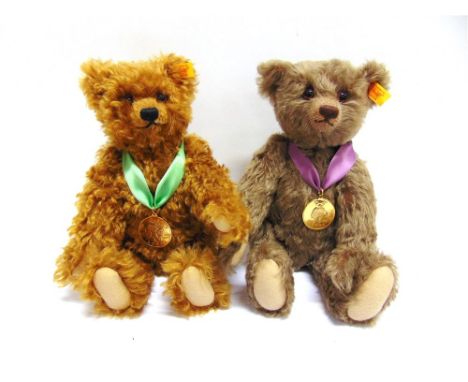 TWO STEIFF FOR DANBURY MINT COLLECTOR'S YEAR BEARS, 2006 & 2007 each with neck medal, approximately 29cm high.