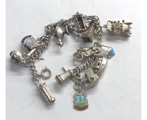 Vintage silver charm bracelet weight 48g 