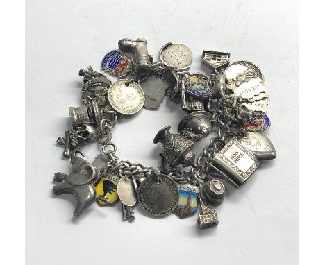 Vintage silver charm bracelet weight 68g 