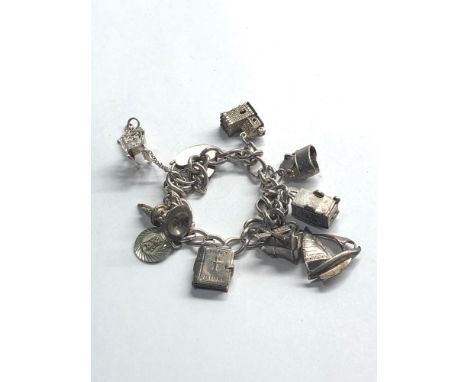 Vintage silver charm bracelet weight 40g 