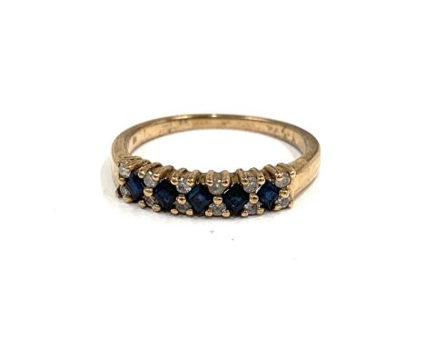 9ct Gold diamond and sapphire dress ring size o-p 2.g 