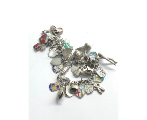 Vintage silver charm bracelet weight 61g 