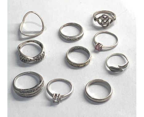 Collection of 10 vintage silver rings 