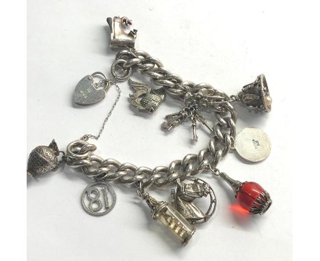 Vintage silver charm bracelet weight 95g 