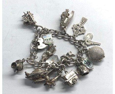 Vintage silver charm bracelet weight 57g 