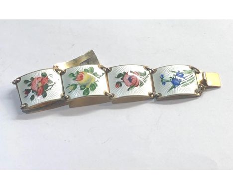 Vintage Norway silver &amp; enamel bracelet hallmarked on fastner measures approx. 2.3cm wide in good condition please see im