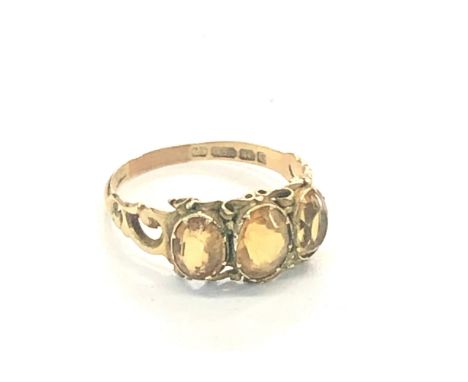 Victorian 15k gold citeron ring, approx weight 2.2g 