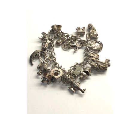 Vintage silver charm bracelet weight  86g 