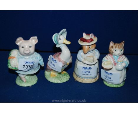 Four Royal Albert Beatrix Potter figures; 'Little Pig Robinson', 'Mrs. Ruby', 'Mrs. Apple' and 'Jemima Puddleduck'