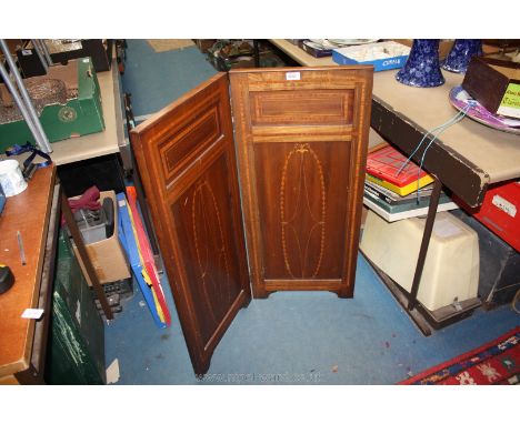 A Victorian/Edwardian inlaid Mahogany commode Screen
