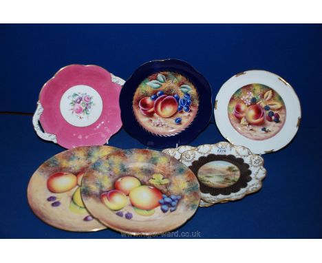 A small quantity of display plates including Aynsley 'Loch Vennaclair' and 'Bleu Tarn', Royal Worcester signed by T. Nutt, Wi