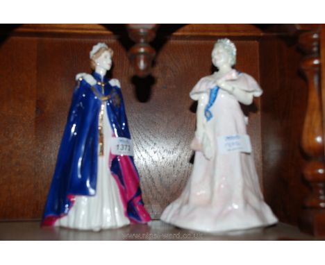 A Royal Worcester figure Queen Elizabeth II and a model of The Queen Mother dated 13.12.59.