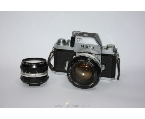 A Nikon F Photomic FTn 35mm SLR Camera Outfit. Including Camera body No. 7237472, Photomic Head No. 667129, a Nikkor-S Auto 5