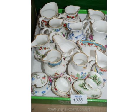 A quantity of small Jugs to include Royal Worcester, Crown lidded mustard pot, and two miniature Royal Albert cups and saucer