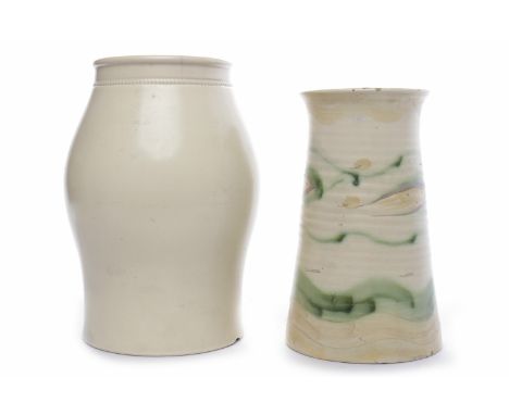 SUSIE COOPER CREAM URN SHAPED VASEinscribed signature and 'Ref 093' to base, with rope decoration around neck below rim, 22cm