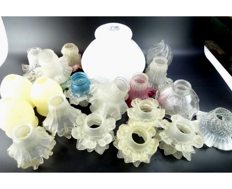 A quantity of frosted glass, lamp or ceiling light shades, etc.