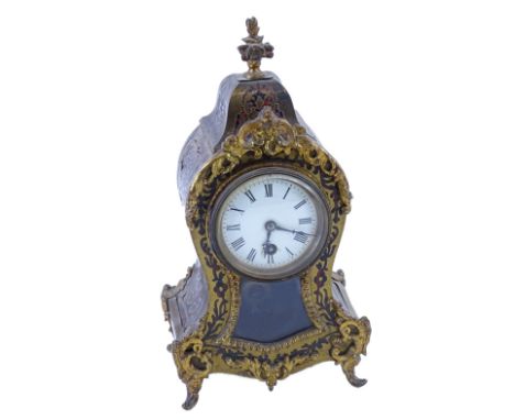 A 19thC French Boulle cartel mantel clock, with ormolu mounts and time piece movement, 30cm H (AF).