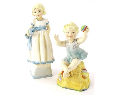 Two Royal Worcester figurines, Mondays Child and Sundays Child, Mondays child (AF)