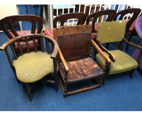 A bobbin turned chair and two child's chairs
