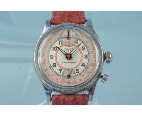 A c1940's Pierce chronographe, Fab Suisse twin register with single button