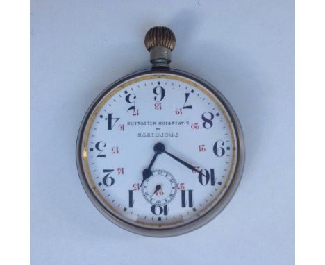 A French 'Automobile Regulateur' clock watch, the 12 hour white enamel dial also marked with 24 hour readings, subsidiary sec