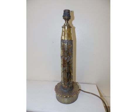 A French WWII naval shell case fashioned into a lamp and decorated with the Cross of Lorraine.