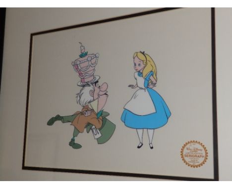 Three limited edition Walt Disney serigraph cels – Alice in Wonderland, Mr Mouse & Peter Pan.