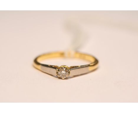 Ladies 18ct Gold Diamond set Solitaire ring Size O. 3.1g total weight 