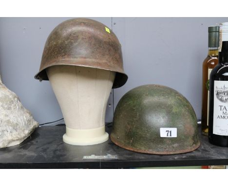 2 WW2 Military Helmets 