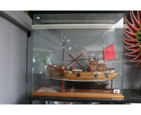 Glazed Scratch Built model of a fishing boat Lady Pamela X 61cm in Length 