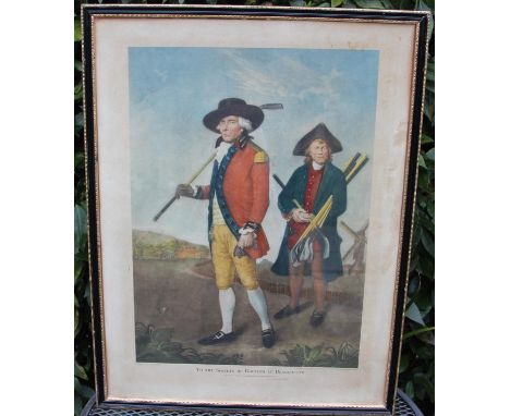 Mezzotint Print William Innes "The Blackheath Golfer" After Samuel Francis Abbott. Early original hand coloured mezzotint pri