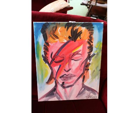 Ash Brown Contemporary Bath/Bristol Street Artist. Acrylic on canvas Pop Art Portrait of David Bowie signed 40 x 50cm