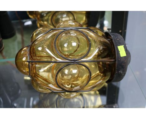 Murano Arts &amp; Crafts Yellow glass wire ceiling light 22cm in Length