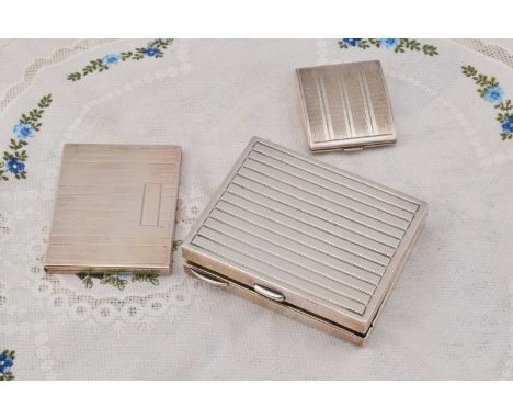 A rectangular silver cigarette case, A rectangular silver cigarette case, c1900 converted to a compact, of reeded form with h