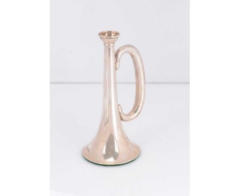 An unusual early George V silver filled "trumpet" vase, 13cm high, literally shaped as a bugle, Birmingham 1911