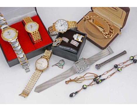 A collection of costume jewels,  including a late 19th century sterling silver marked hard stone pencil and dip pen 8.5 cm, A