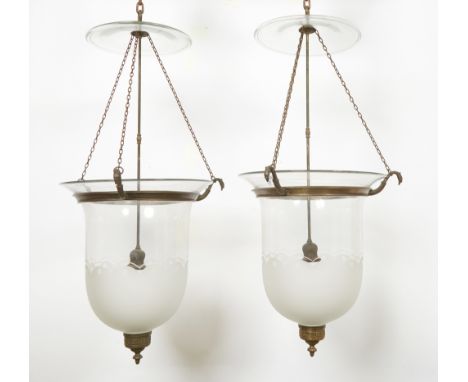 From the Erchless Entrance Hall and Long Gallery, each of bell form with smoke shade and lantern with frosted scalloped decor
