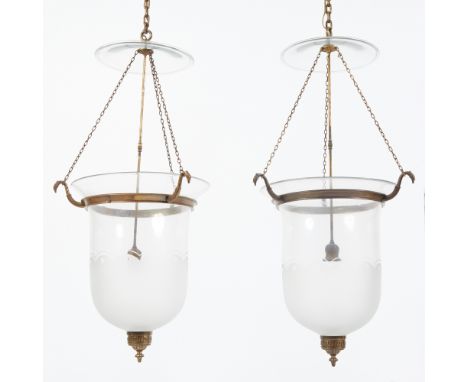 From the Erchless Entrance Hall and Long Gallery, each of bell form with smoke shade and lantern with frosted scalloped decor