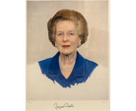 * Thatcher (Margaret, 1925-2013). Head and shoulders portrait after an oil painting by Richard Stone, 2013, colour lithograph