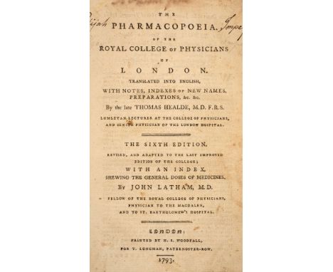 Royal College of Physicians of London. The Pharmacopoeia of the Royal College of Physicians of London. Translated into Englis