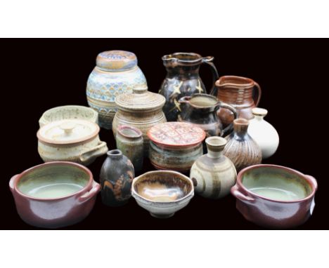 A collection of studio pottery items to include David Leach, Lowerdown Pottery, Phil Rogers, Winchcombe Pottery, Colin Kellam