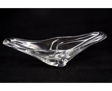 Daum art glass splash vase, signed to the base. Length approx 42.5cm, height approx 12cm. No damage, chips or bruises.
