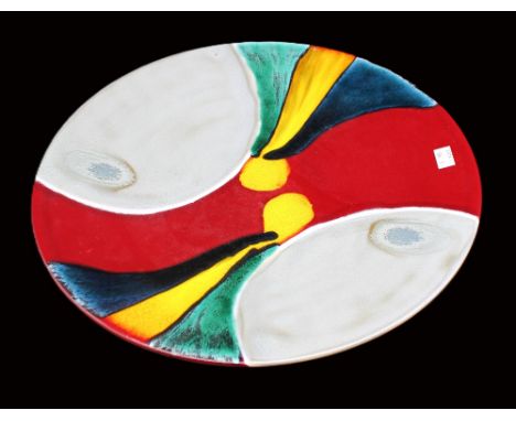 Poole pottery 'Aurora' pattern charger diameter approx 41cm. Marks to the base. No signs of damage.