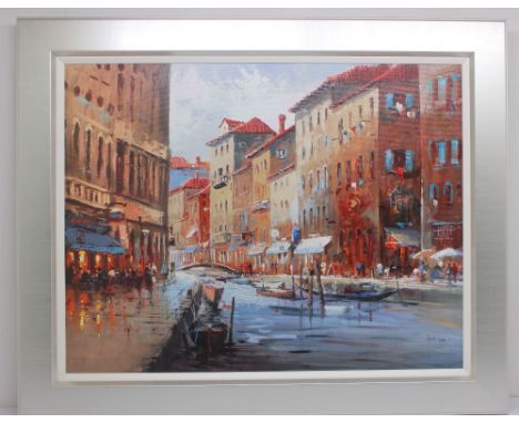 Henderson Cisz - (Contemporary) A limited edition print "Canal side cafe" framed with CAO