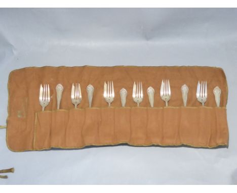 Sterling silver fish forks, spoons and forks sets of 12, monogrammed R