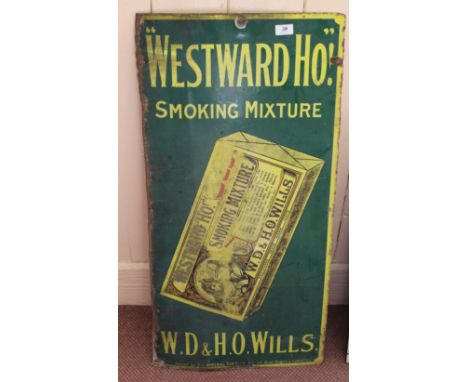 An enamel sign, Wills Westward Ho Smoking Mixture, 36" x 18"