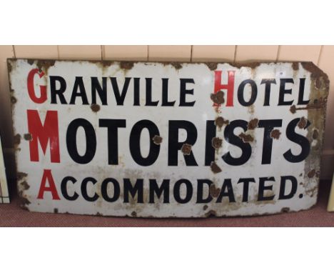 An enamel sign, Granville Hotel, Motorists Accommodated, 24" x 48"