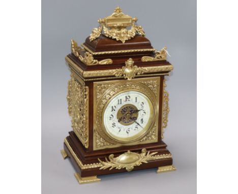 A French mahogany and brass mounted mantel clock, c1900