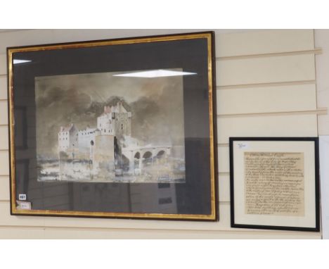 T. Leonard Evans (Welsh 1926-1990), 'Eilean Donan Castle', signed and dated 1916, watercolour, 40cm x 60xm, together with a m