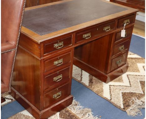 A late Victorian mahogany pedestal desk W.122cm